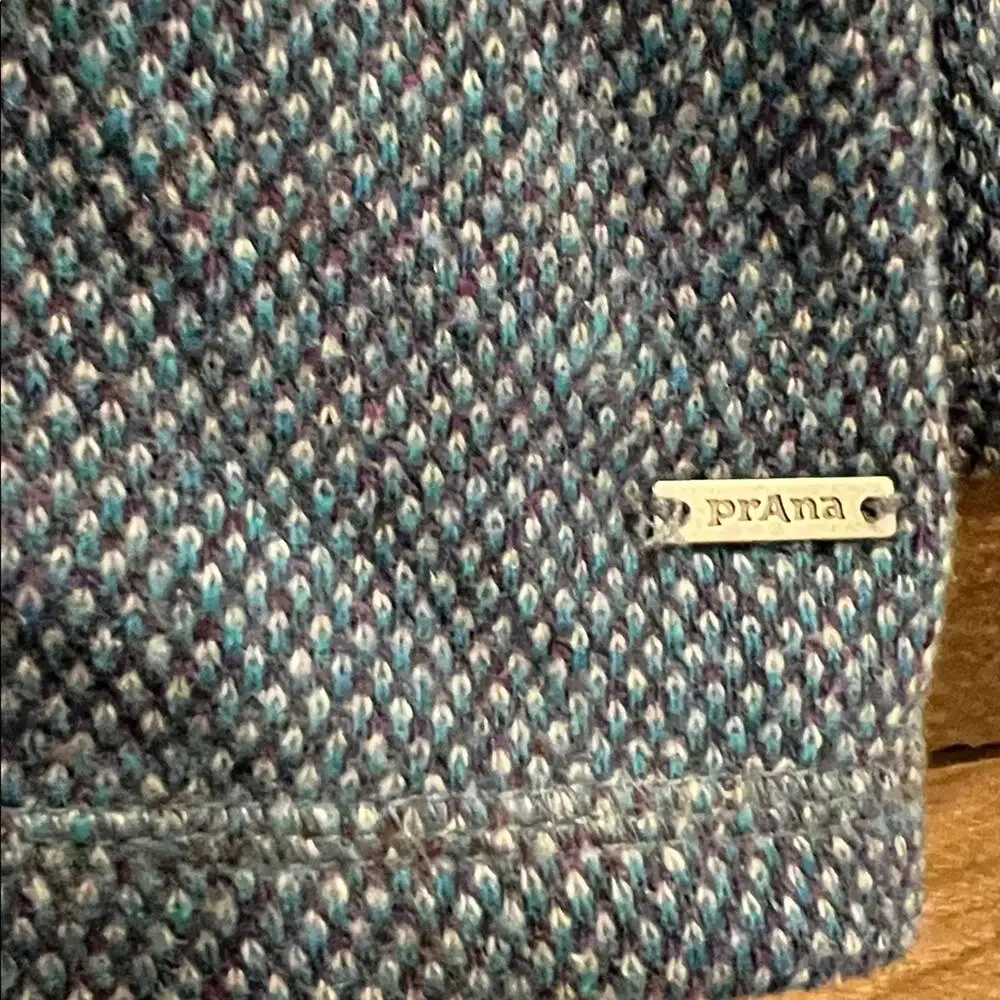 Prana Women's Ebba Sweater Waffle Knit Wool Blend Cowl Neck in Blue